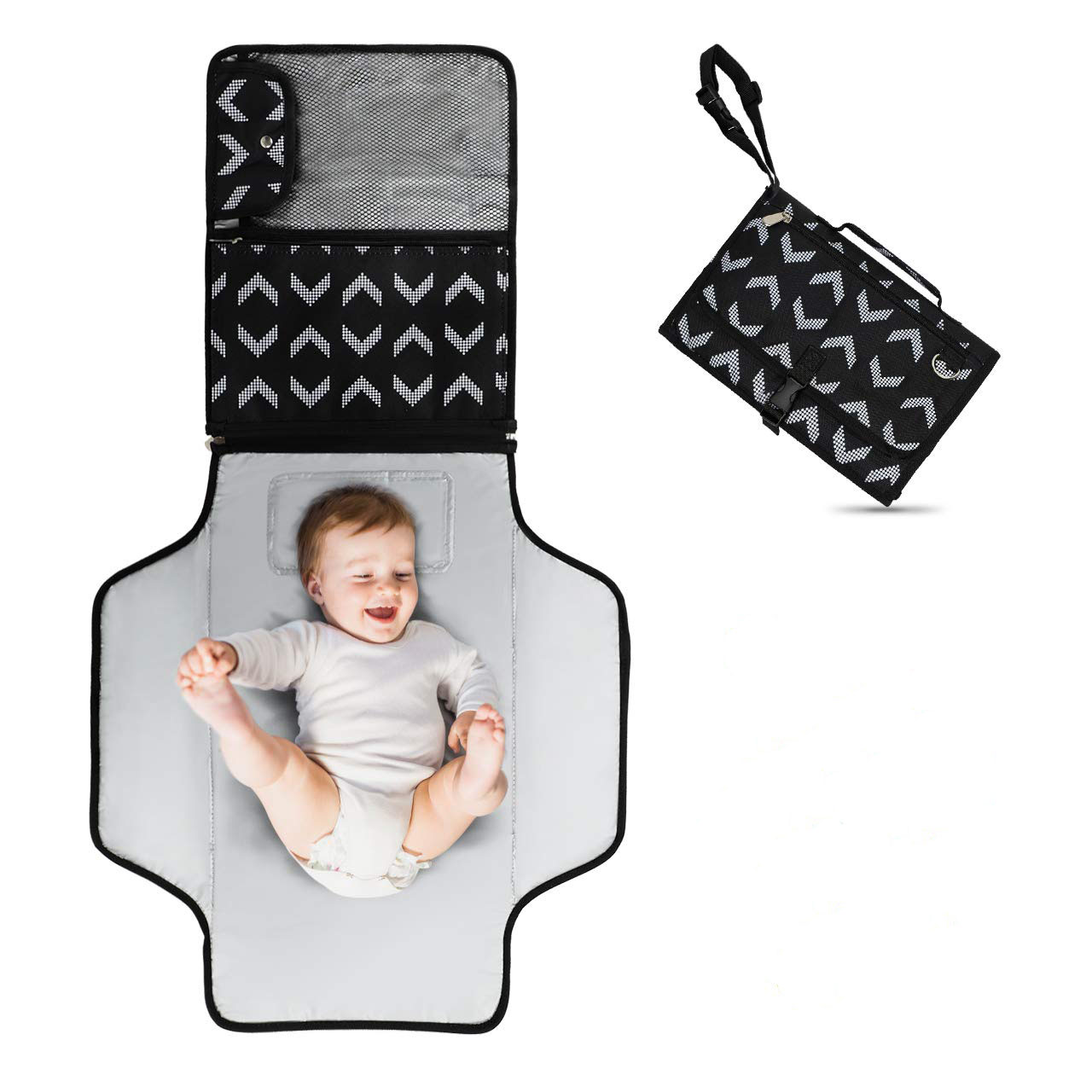 Baby Travel Change Mat Soft Infant Changing Table Pad with Magnetic Clip Clutch Design