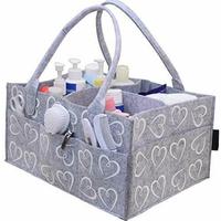 Diaper Caddy with Love Print Storage Caddy Changing Pad Portable Baby Diaper Caddy Organizer