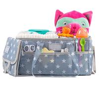Baby Nursery Organizer | Grey Baby Diaper Caddy & Portable Changing Pad