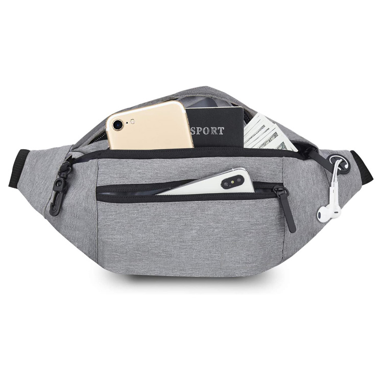 China Bags Supplier lightweight waist bag custom sport grey fanny pack for man/woman